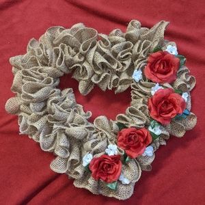 Burlap Heart Wreath